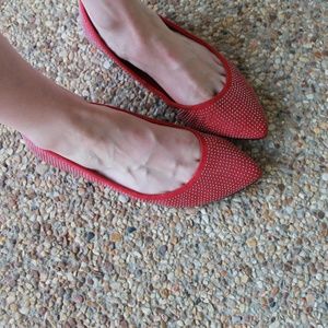 Red Studded Flats